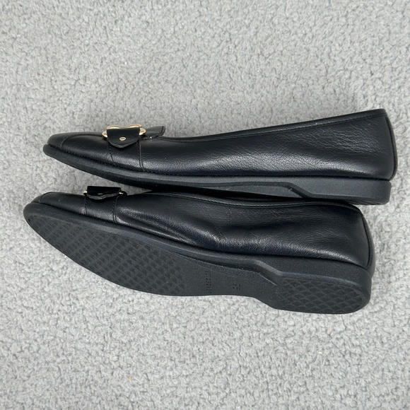 Aerosoles Black Leather Ballet‎ Flats Size 9.5 Gold Hardware Detail Capsule - Picture 5 of 11